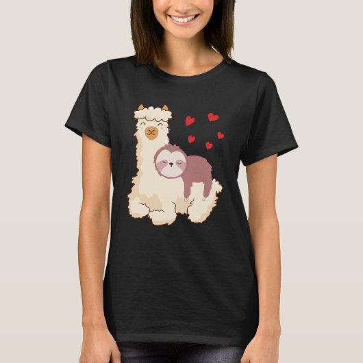 Funny Sloth Riding Llama Shirt grappig Alpaca Hear (Voorkant)