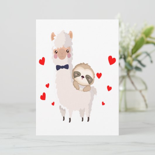 Funny Sloth Riding Llama Shirt grappig Alpaca Hear Bedankkaart (Staand voorkant)