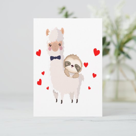 Funny Sloth Riding Llama Shirt grappig Alpaca Hear Bedankkaart (Staand voorkant)