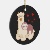 Funny Sloth Riding Llama Shirt grappig Alpaca Hear Keramisch Ornament (Rechts)