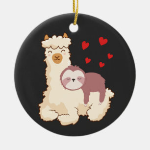 Funny Sloth Riding Llama Shirt grappig Alpaca Hear Keramisch Ornament