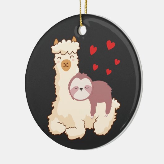 Funny Sloth Riding Llama Shirt grappig Alpaca Hear Keramisch Ornament (Links)