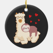 Funny Sloth Riding Llama Shirt grappig Alpaca Hear Keramisch Ornament (Achterkant)