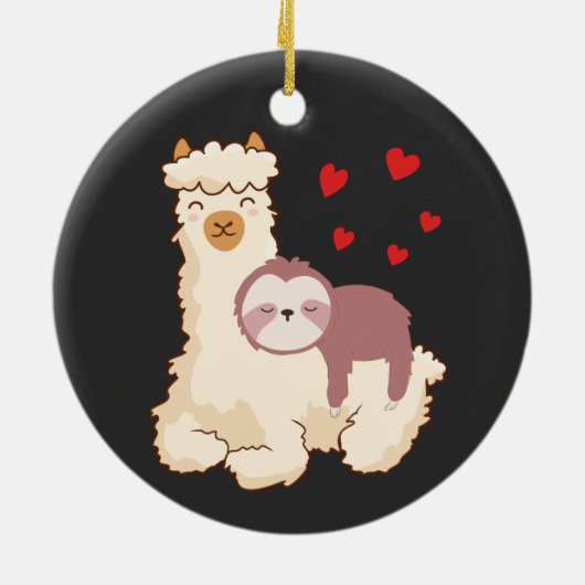 Funny Sloth Riding Llama Shirt grappig Alpaca Hear Keramisch Ornament (Achterkant)