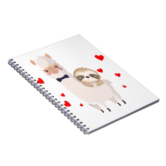 Funny Sloth Riding Llama Shirt grappig Alpaca Hear Notitieboek (Rechterzijde)