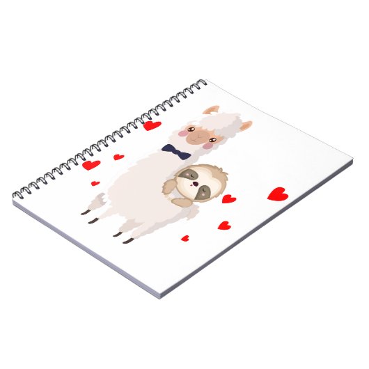 Funny Sloth Riding Llama Shirt grappig Alpaca Hear Notitieboek (Linkerzijde)