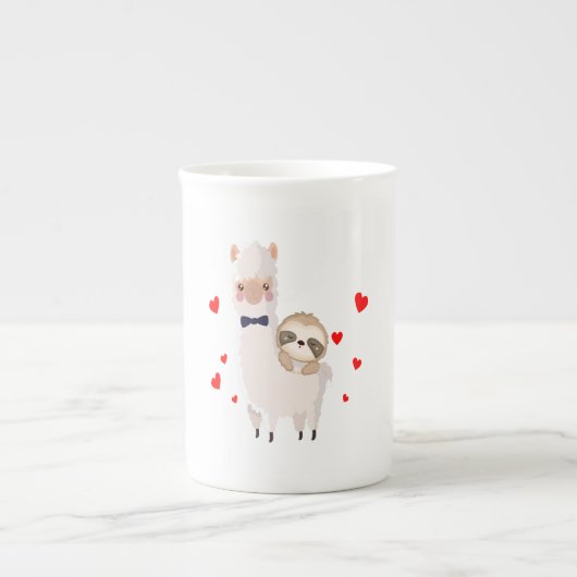 Funny Sloth Riding Llama Shirt grappig Alpaca Hear Porselein Kop (Voorkant)