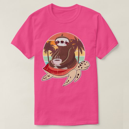 Funny Sloth Riding Turtle Drink zijn T-shirt (Design voorkant)