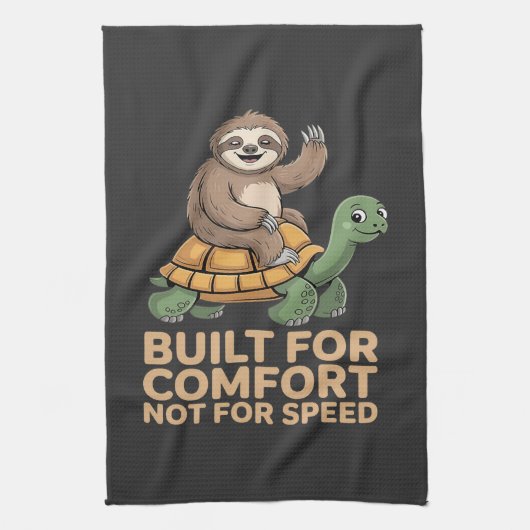 Funny Sloth Riding Turtle Theedoek (Verticaal)