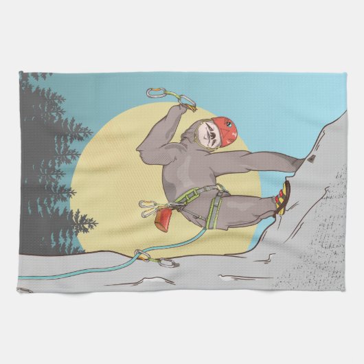 Funny sloth rock theedoek (Horizontaal)