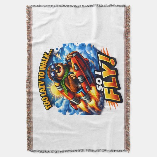 Funny Sloth Rocket Meme, Too Lazy to Walk So I Fly Deken (Voorkant Verticaal)