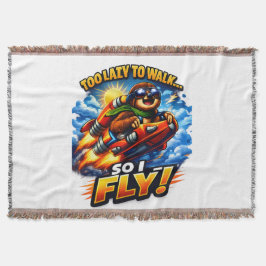 Funny Sloth Rocket Meme, Too Lazy to Walk So I Fly Deken