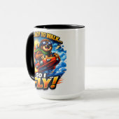 Funny Sloth Rocket Meme, Too Lazy to Walk So I Fly Mok (Voorkant links)