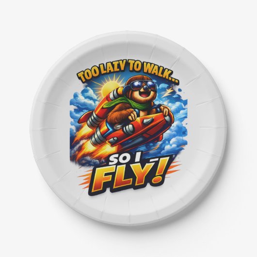 Funny Sloth Rocket Meme, Too Lazy to Walk So I Fly Papieren Bordje (Voorkant)