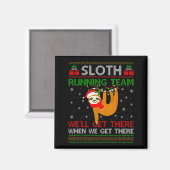Funny Sloth Running Team Xmas Lights Ugly Sloth Ch Magneet (Voorkant / Achterkant)