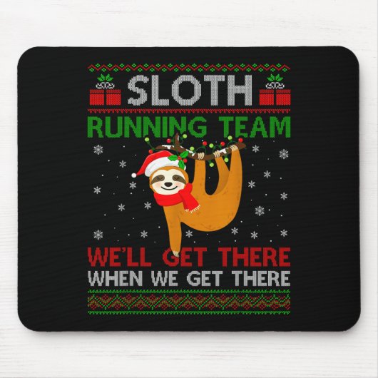 Funny Sloth Running Team Xmas Lights Ugly Sloth Ch Muismat (Voorkant)