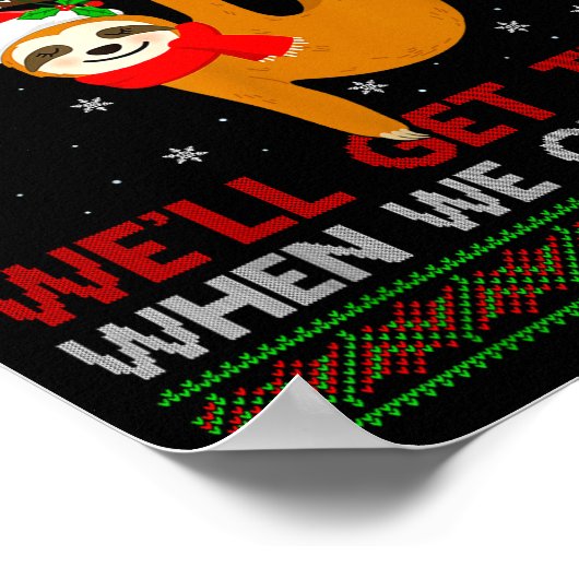 Funny Sloth Running Team Xmas Lights Ugly Sloth Ch Poster (Hoek)