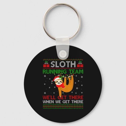 Funny Sloth Running Team Xmas Lights Ugly Sloth Ch Sleutelhanger (Voorkant)