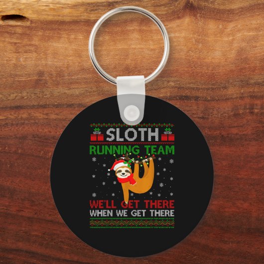 Funny Sloth Running Team Xmas Lights Ugly Sloth Ch Sleutelhanger (Voorkant)