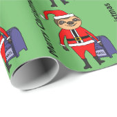 Funny Sloth Santa Claus-Cartoon Cadeaupapier (Rol Hoek)