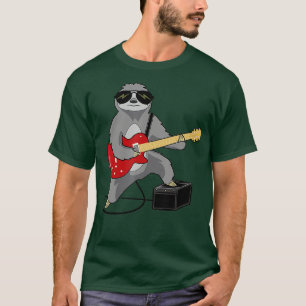 Funny Sloth Speguitar Rocker Heavy Metal Slow T-shirt