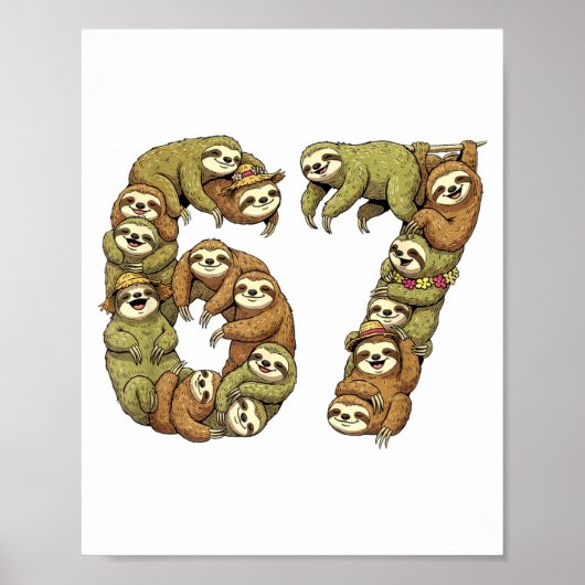 Funny Sloth Tribal 6 7 Meme Six Seven Love  Poster (Voorkant)