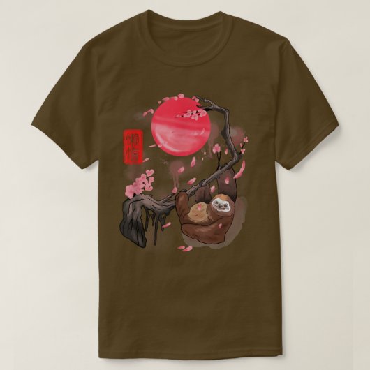 Funny Sloth van Cherry Blossom Tree Cool Sakura Ma T-shirt (Design voorkant)
