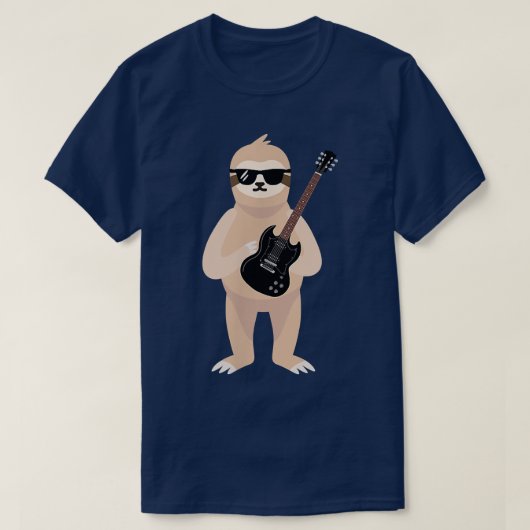 Funny Sloth Wearing Sunbril die elektrische Gu spe T-shirt (Design voorkant)