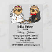 Funny Sloth Wedding Cartoon Uitnodiging Briefkaart (Voorkant)