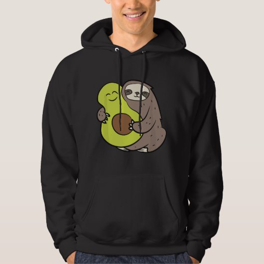 Funny Sloth With Avocado Vegan Cute Sloth Avocado  Hoodie (Voorkant)