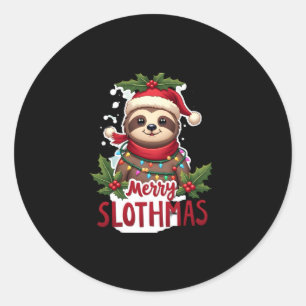 Funny Sloth Xmas licht Merry Slothmas Slothmas Slo Ronde Sticker