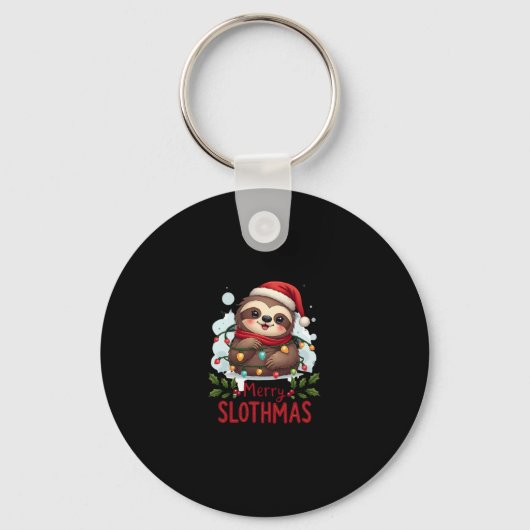 Funny Sloth Xmas licht Merry Slothmas Slothmas Slo Sleutelhanger (Voorkant)