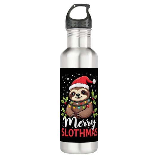 Funny Sloth Xmas Lights Merry Slothmas Sloth Chris Waterfles (Voorkant)