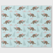 Funny Slothmas Cadeaupapier (Vlak)