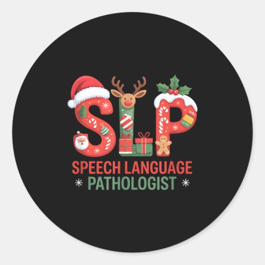 Funny Slp Christmas Speech Language Pathologist Ho Ronde Sticker (Voorkant)
