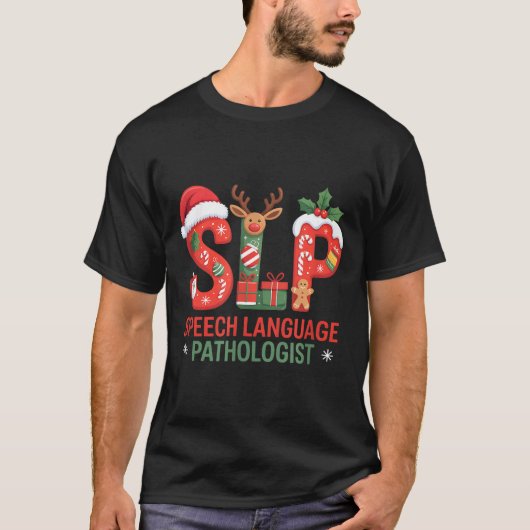 Funny Slp Christmas Speech Language Pathologist Ho T-shirt (Voorkant)