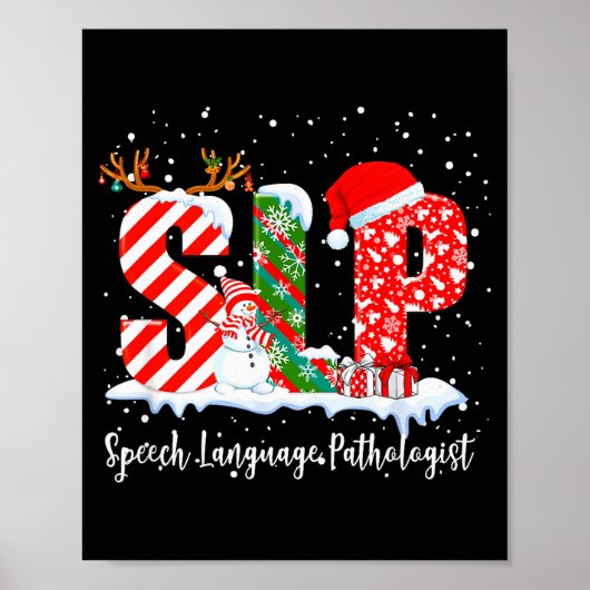 Funny Slp Speech Language Pathologist Santa Christ Poster (Voorkant)