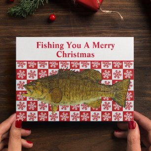 Funny Smallmouth Bass Gevist Pun Christmas Custom Feestdagen Kaart