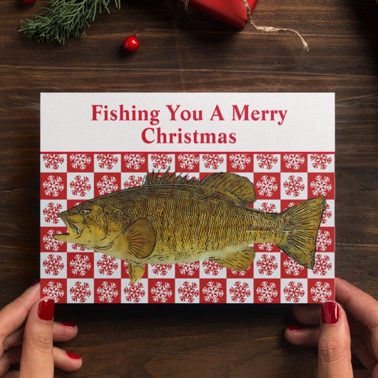 Funny Smallmouth Bass Gevist Pun Christmas Custom Feestdagen Kaart