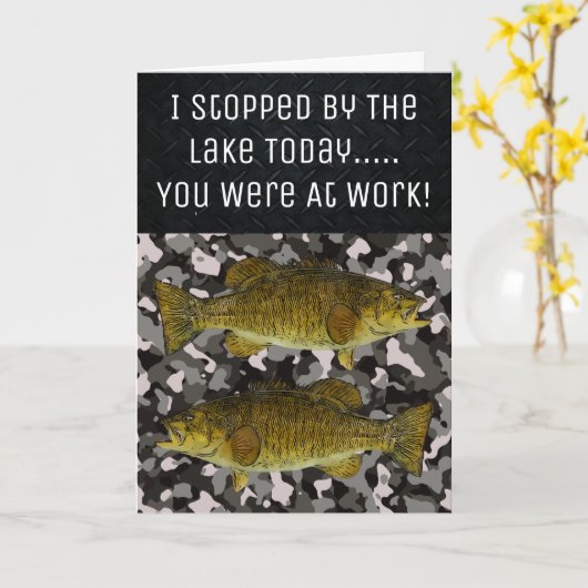 Funny Smallmouth Bass Vist Lake Angler Birthday Kaart (Gele Bloem)