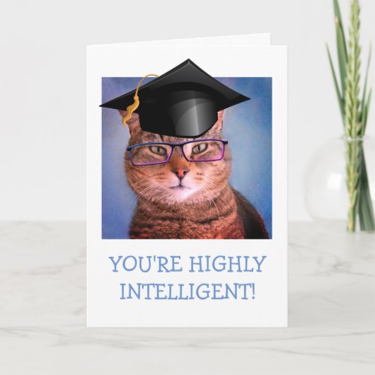 Funny Smart Cat Afstuderen Kaart (Voorkant)