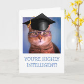 Funny Smart Cat Afstuderen Kaart (Gele Bloem)