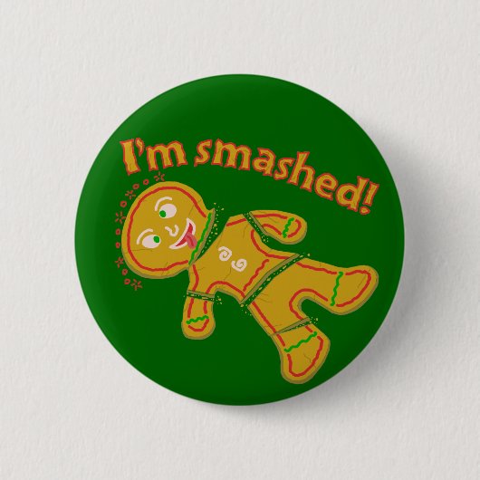 Funny Smashed Gingerbrood Kerstmis Ronde Button 5,7 Cm (Voorkant)