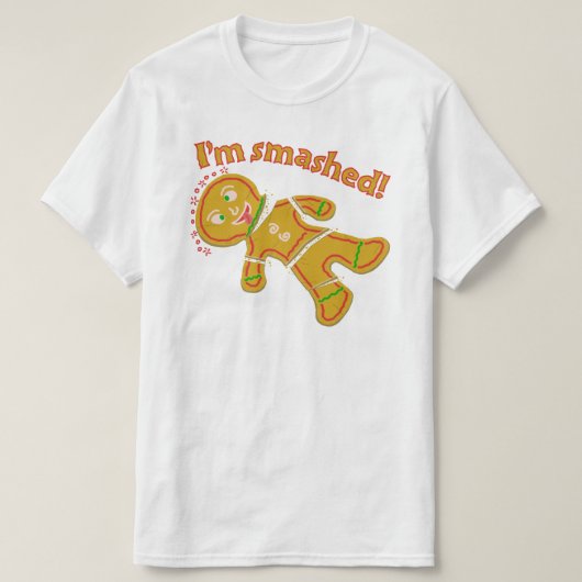 Funny Smashed Gingerbrood Kerstmis T-shirt (Design voorkant)