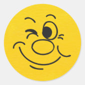 Funny Smile Winking Face Round Sticker (Voorkant)