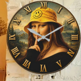 Funny Smiley Mona Lisa  Happy Bucket Hat Renaissan Grote Klok