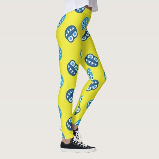 Funny Smiling Blue Bugs Leggings (Rechts)