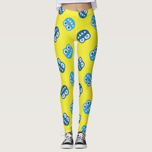 Funny Smiling Blue Bugs Leggings (Voorkant)