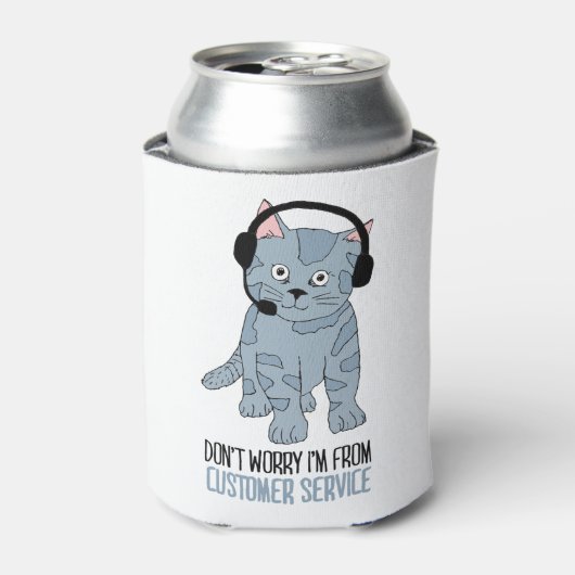 Funny Smiling Cat Customer Support EPIC Sarcastic Blikjeskoeler (Blikje Voorkant)