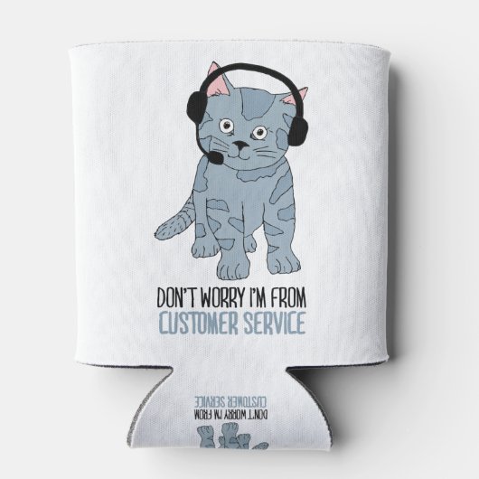 Funny Smiling Cat Customer Support EPIC Sarcastic Blikjeskoeler (Achterkant)